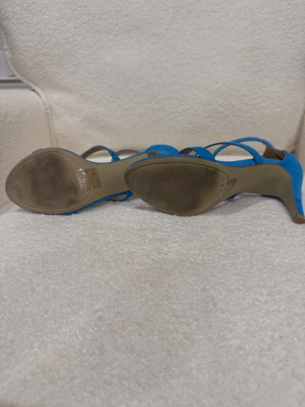 Kelly & Katie Bright Blue Triple-Strap Ankle-Zip Heels - Picture 5 of 5